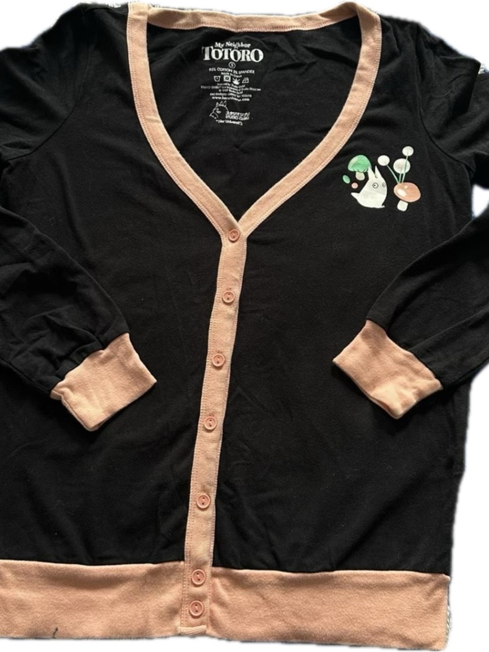 My Neighbor Totoro Black Cardigan with Peach Trim